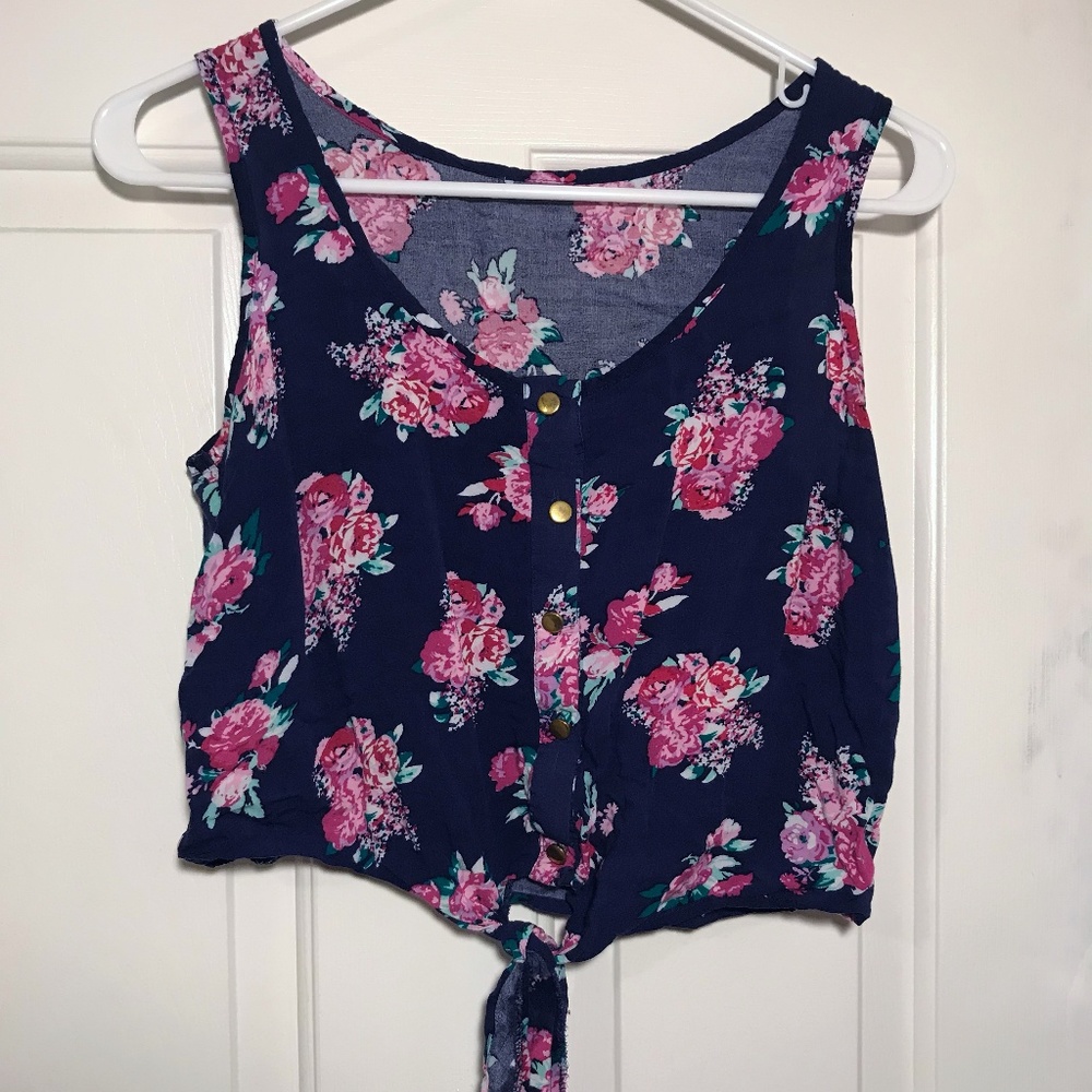 Knotted Tied Floral Crop Top | Small
